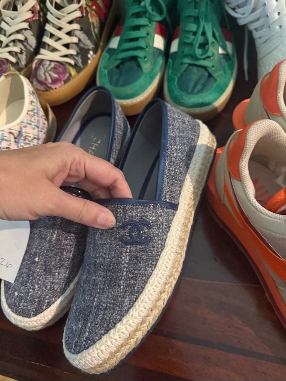 CHANEL Blue size 40 Slip-On Espadrilles with Leather Trim